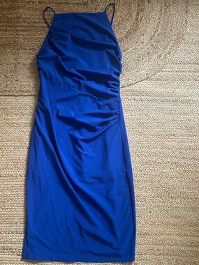 Royal Blue Ruched Midi Dress